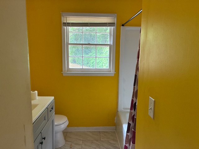 Bathroom vanity and shower