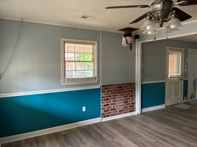 Living room with fireplace accent wall