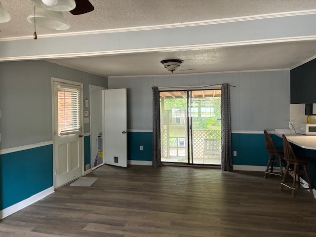 Dining area with rear door